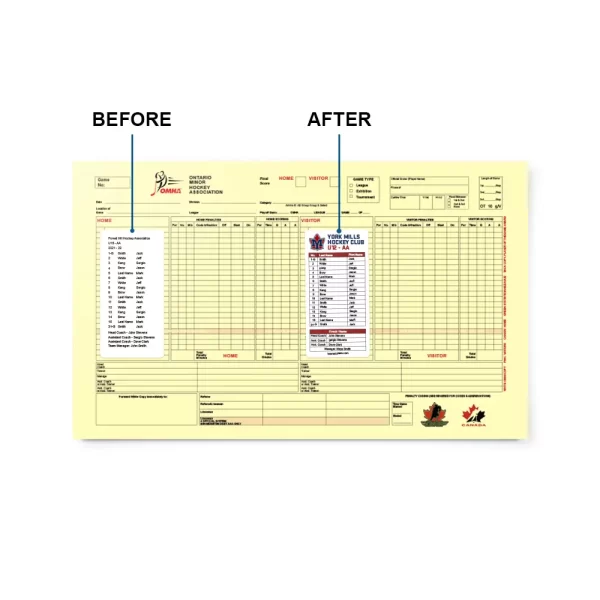 Score sheet Label